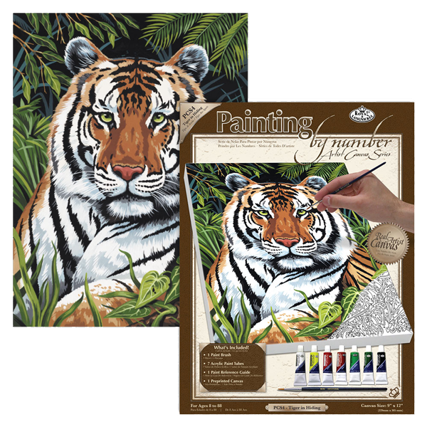 Maľovanie podľa čísiel na plátno - Schovaný tiger