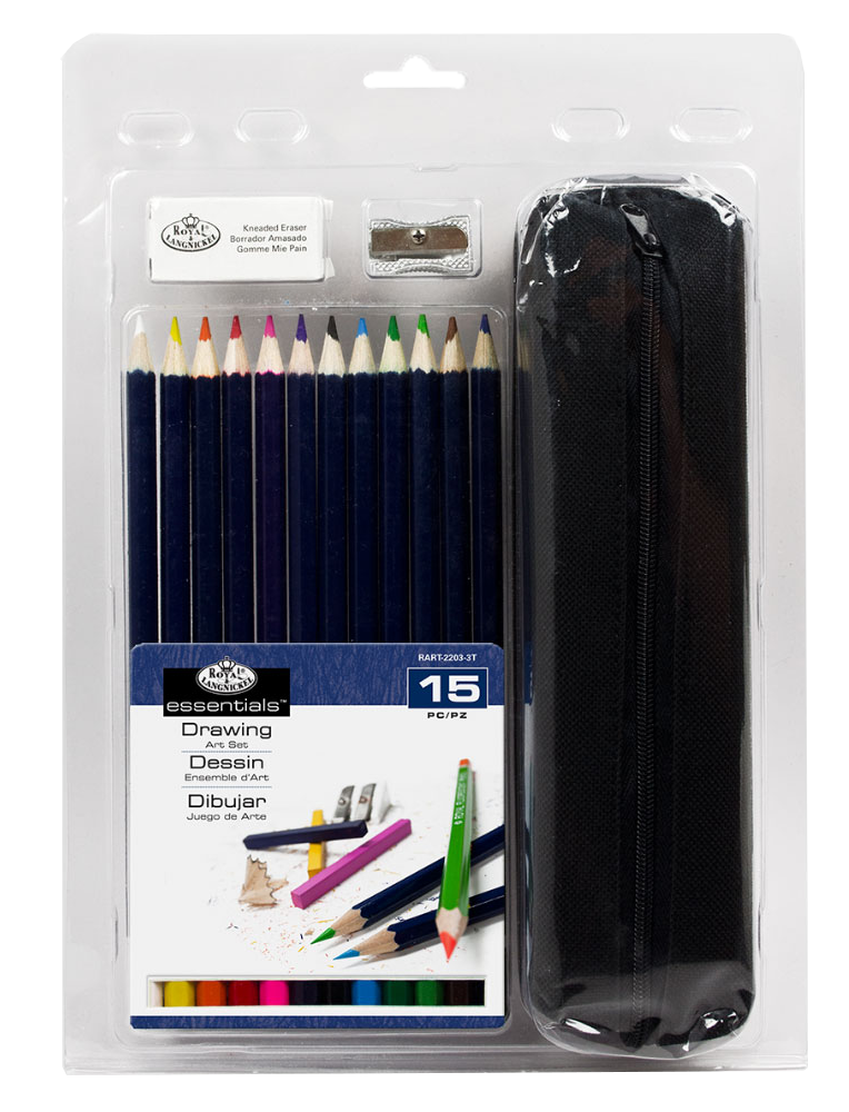 Sada farebných ceruziek na kreslenie s peračníkom  - sada 15 ks