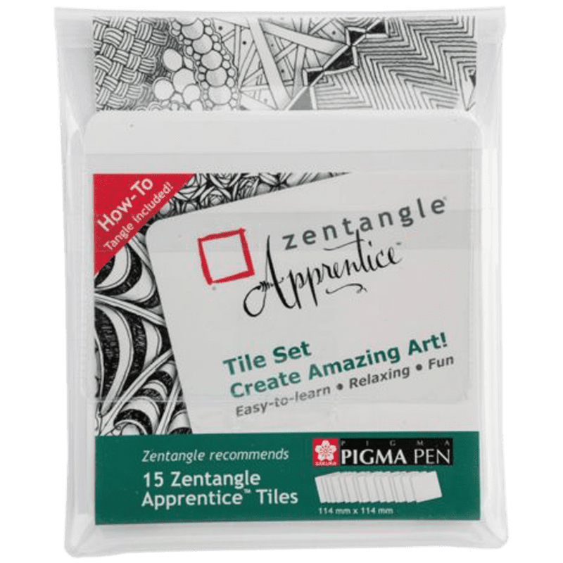 Sada bielych kartičiek SAKURA Zentagle Apprentice Pigma Pen - sada 15 kusov