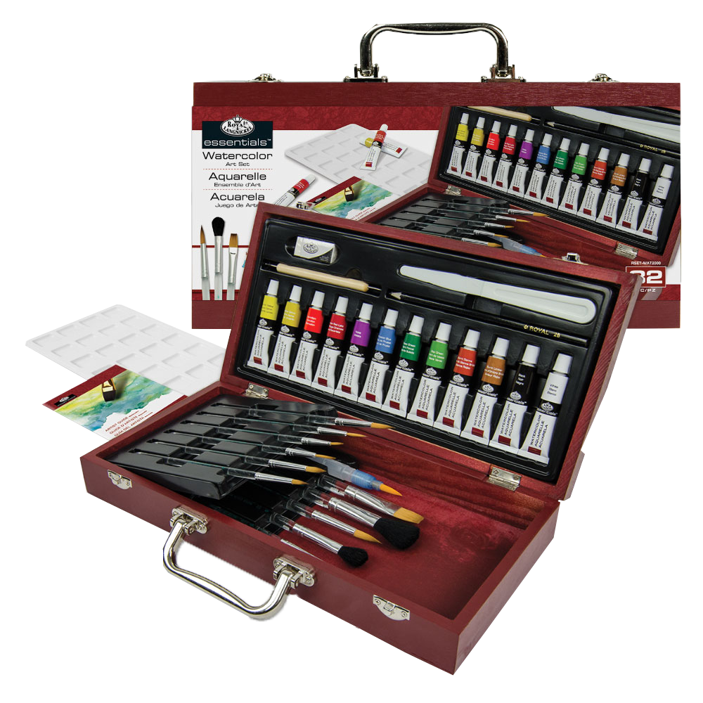 Akvarelový maliarsky set v drevenom boxe Royal&Langnickel Essentials - set 32ks