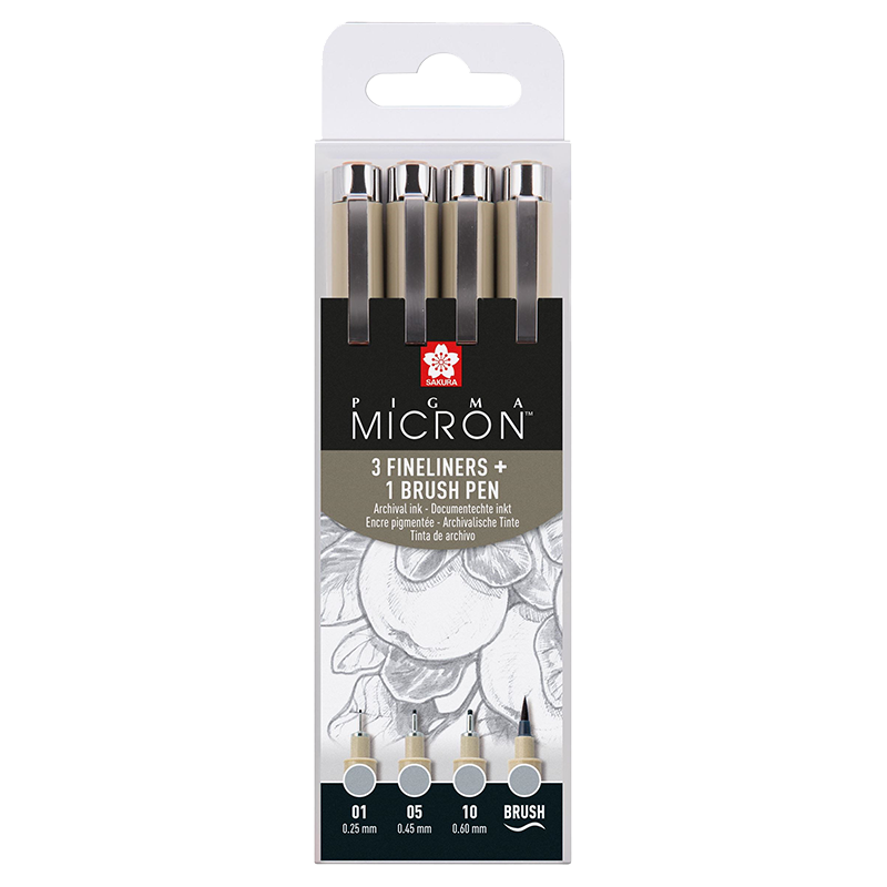 SAKURA Pigma Micron sada 4ks - Light Cool Gray