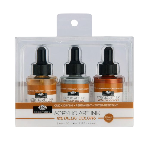 Akrylový atrament Royal & Langnickel METALLIC - 3x30ml