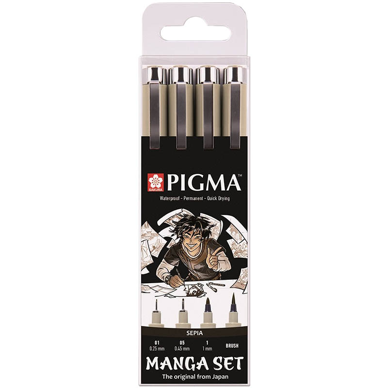 Manga Pigma® Micron sépiové perá - set 4 ks