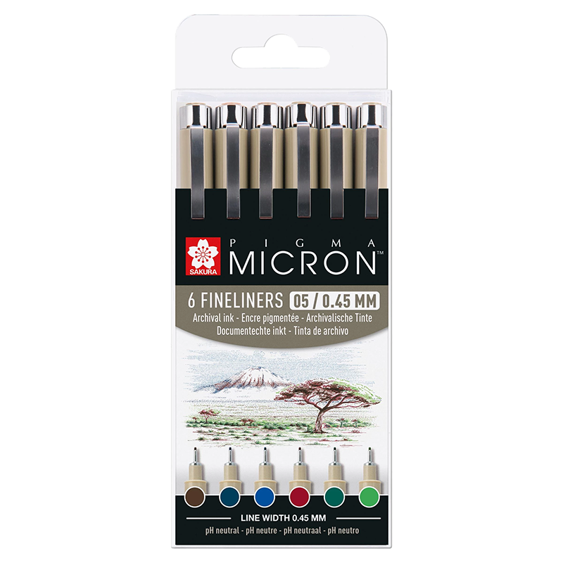 Sakura Pigma® Micron 05 Earth - sada 6ks