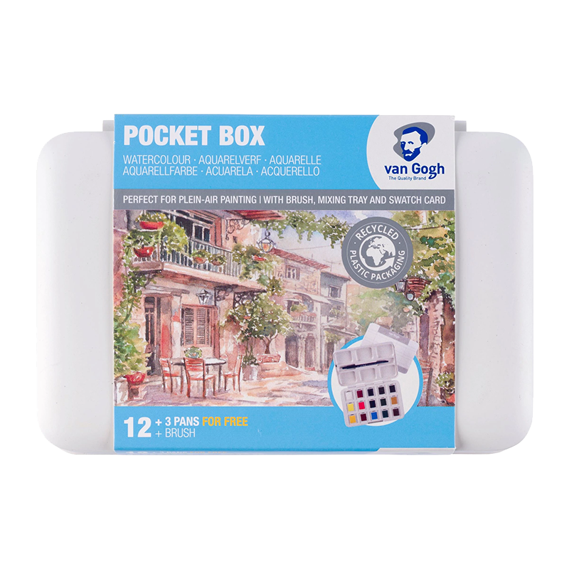 Akvarelové farby Van Gogh - Pocket box 12 kalíškov + 3 ZADARMO