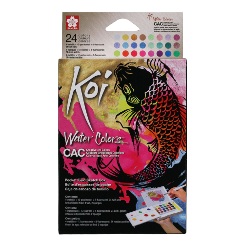 Sketch box s efektovými akvarelovými farbami Creative Art Sakura Koi - 24 kusov