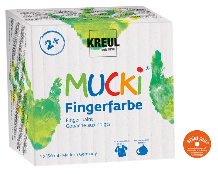 Základná sada prstových farieb Kreul MUCKI 4x150 ml