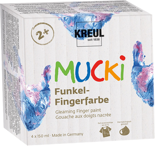 KREUL Metalická sada prstových farieb MUCKI 4 x 150 ml