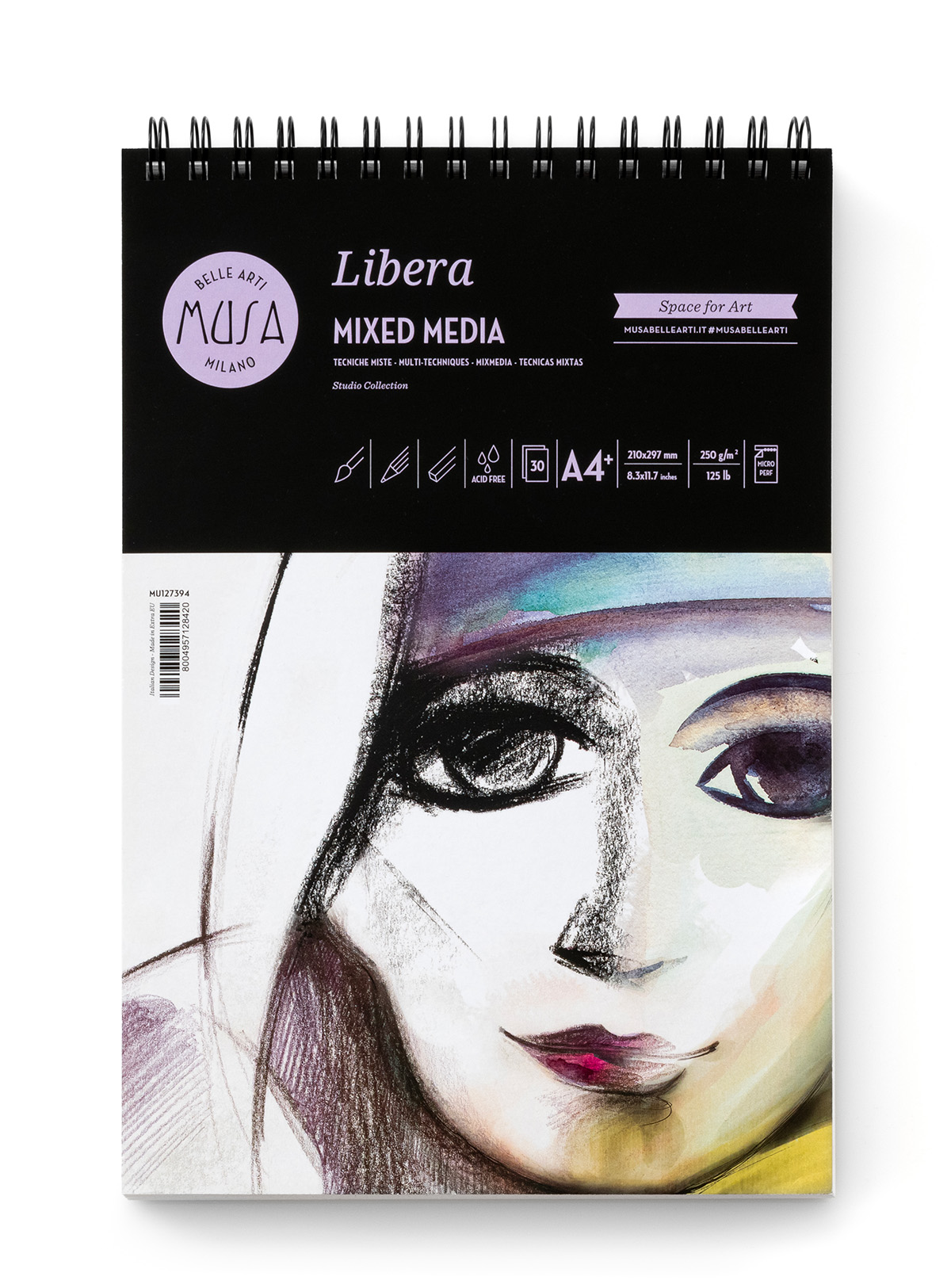 Papier Mix Media MUSA Libera 30 listov - 250g - rôzne veľkosti