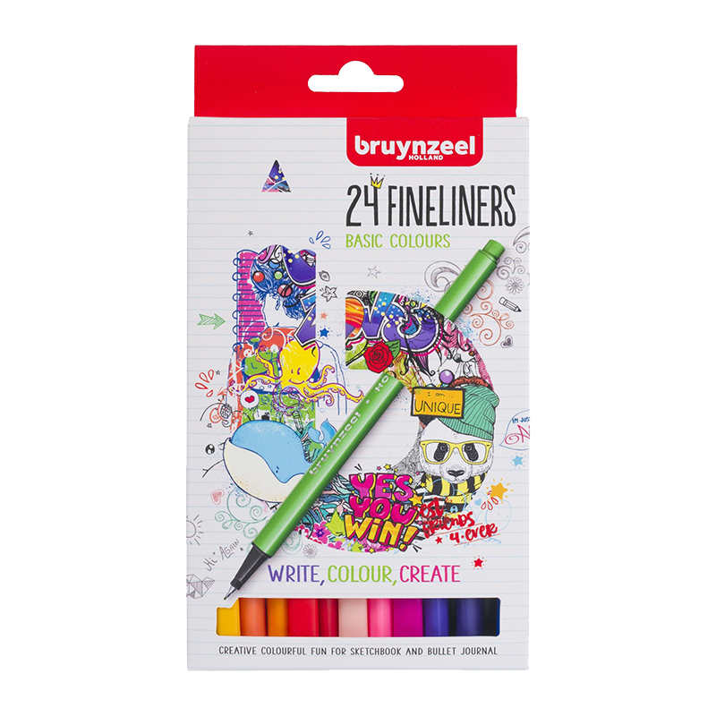 Bruynzeel Fineliner sada Basic - 24 fixiek