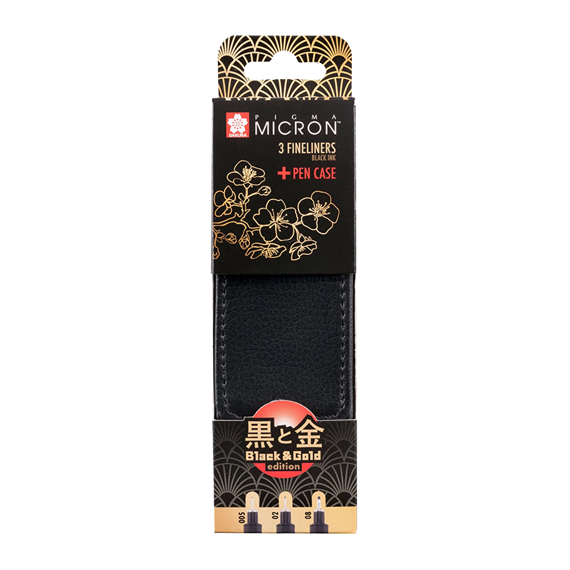 Sakura sada Pigma Micron Black & Gold Edition 3ks + puzdro