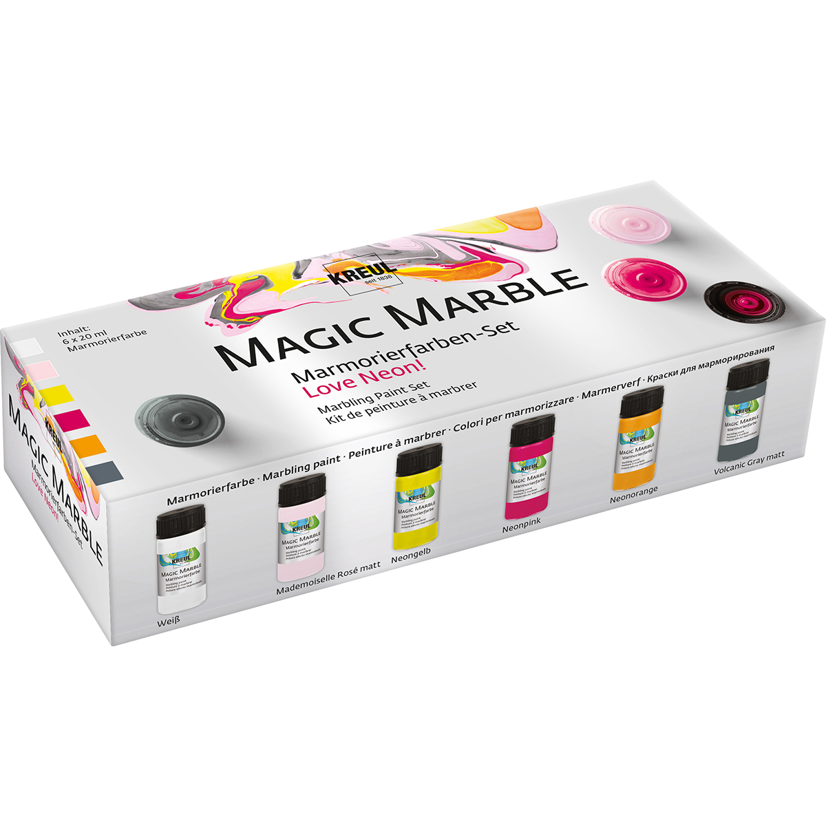 KREUL Sada na mramorovanie - Magic Marble Love Neon 6 x 20 ml