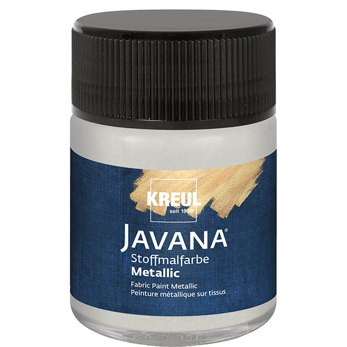 KREUL Javana Farba na svetlý a tmavý textil - Metallic Silver 50 ml