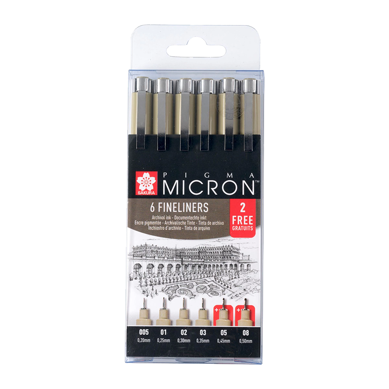Sakura Pigma Micron fineliner promotion sada 4 + 2 zdarma
