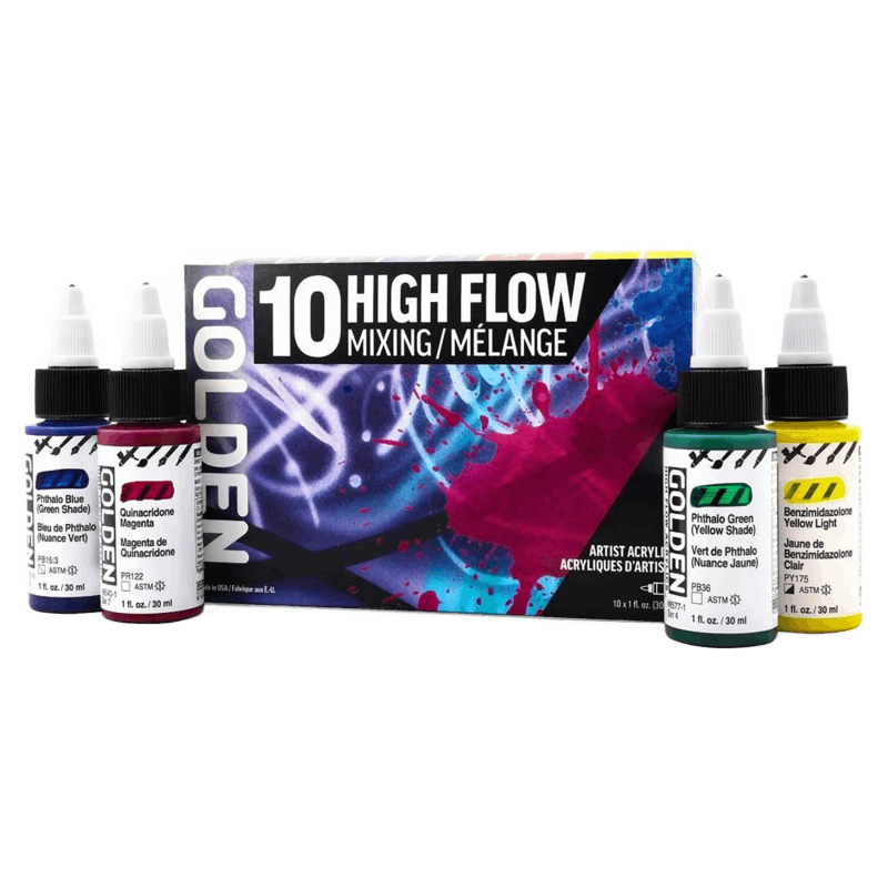 GOLDEN Akrylová sada High Flow Mixing Set - 10 x 30 ml