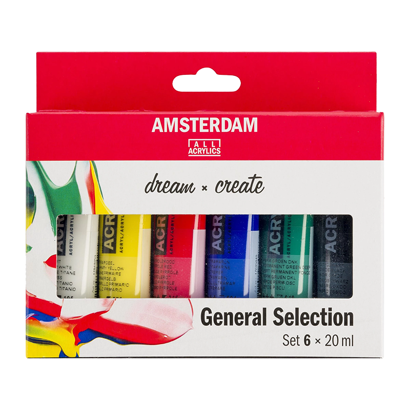 Amsterdam sada akrylových farieb 6 x 20ml - General Selection